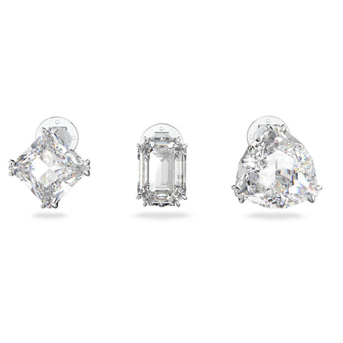 Swarovski Millenia Clip Earring Set (3), Asymmetrical design, White, Rhodium plated -5602413