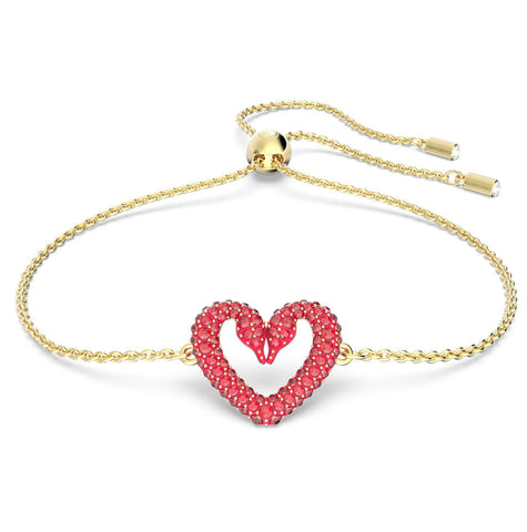 SWAROVSKI Una Heart-Shaped Bracelet, Red, Gold Tone plated -5634724