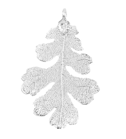 Real Leaf PENDANT Lacey OAK Dipped in Silver Genuine Leaf