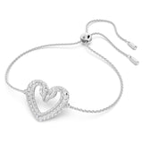 Swarovski Una bracelet Heart, Medium, White, Rhodium plated -5625534