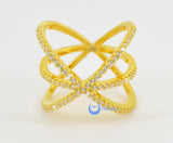 Crossover Fashion Ring CHRISTINA Signity CZ Pave Set 24K Gold over Sterling Silver