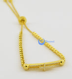 Contemporary Modern Gold Bracelet with Moving Cross Sterling Silver CZ