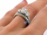 2.3ct Round Cut Three Stone Solitaire Engagement Wedding Rings Set Silver CZ