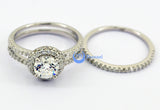 1.25ct Engagement Wedding Set 2 RINGS Signity CZ Pave/Prong Set Sterling Silver