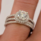 1.25ct Engagement Wedding Set 2 RINGS Signity CZ Pave/Prong Set Sterling Silver