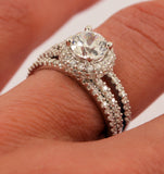 1.25ct Engagement Wedding Set 2 RINGS Signity CZ Pave/Prong Set Sterling Silver