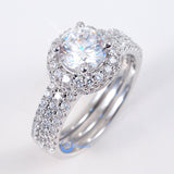 1.25ct Engagement Wedding Set 2 RINGS Signity CZ Pave/Prong Set Sterling Silver