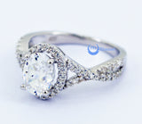 1.5ct Engagement Solitaire RING w/accents Signity CZ Rhodium over Silver