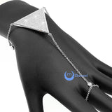 Finger Wrist Bracelet Harness Ring Rhodium over Sterling Silver Signity CZ - Zhannel
 - 1