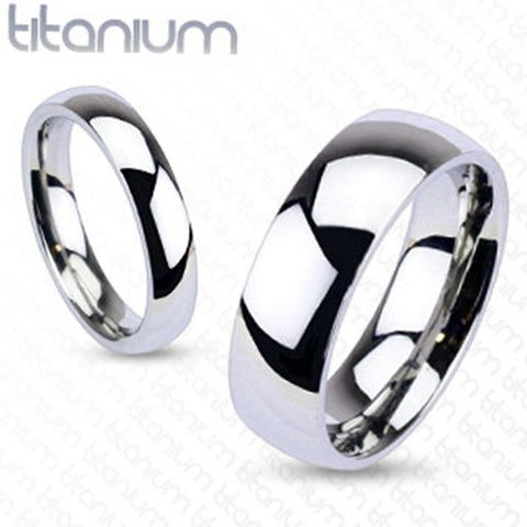 6mm Glossy Mirror Polished Traditional Wedding Band Ring Solid Titanium - Zhannel