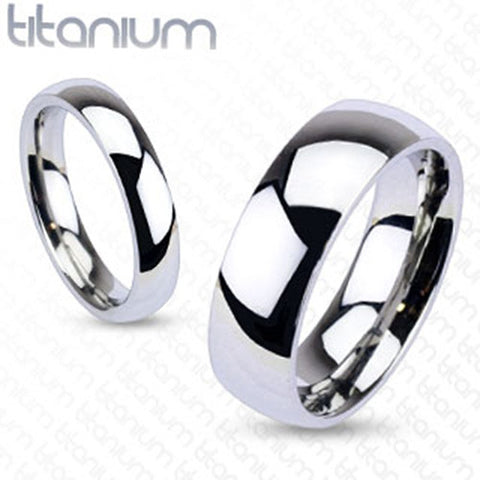 8mm Glossy Mirror Polished Traditional Wedding Band Ring Solid Titanium - Zhannel
