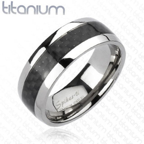 8mm Carbon Fiber Inlay Band Two Tone Ring Solid Titanium - Zhannel
