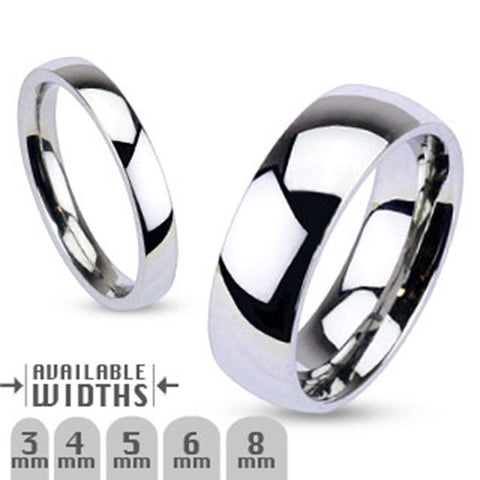 8mm Glossy Mirror Polished Traditional Wedding Band Ring 316L Stainless Steel - Zhannel