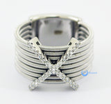 Contemporary Modern Spiral Cocktail Fashion X Ring CHRISTA Sterling Silver w/Signity CZ