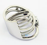 Contemporary Spiral Cross Silver Fashion Ring MARY Sterling Silver Signity CZ