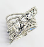 Contemporary Spiral Cross Silver Fashion Ring MARY Sterling Silver Signity CZ