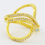 Contemporary Gold Crossing Weave Fashion Ring LILLIAN Sterling Silver