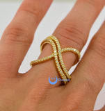 Contemporary Gold Crossing Weave Fashion Ring LILLIAN Sterling Silver