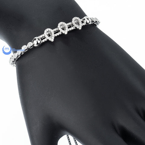 Contemporary Modern Bracelet Teardrop with Moving Drops Sterling Silver CZ - Zhannel
 - 1