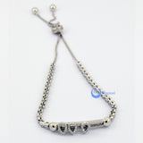 Contemporary Modern Bracelet Teardrop with Moving Drops Sterling Silver CZ - Zhannel
 - 2