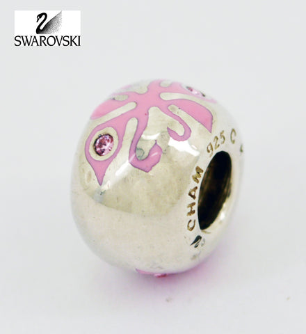 Chamilia Swarovski Sterling Silver Bead Charm Pink Crystal Pink Swans - Zhannel
 - 1