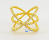 Crossover Fashion Ring CHRISTINA Signity CZ Pave Set 24K Gold over Sterling Silver