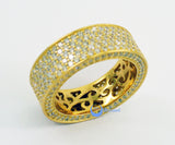 Wedding ETERNITY RING 7mm Band Pave Set Signity CZ 24K Gold over Sterling Silver