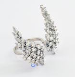 ANGEL WINGS Open Front Fashion Ring Signity CZ Rhodium Sterling Silver