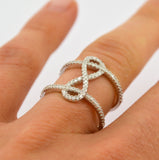 Infinity "8" Ring Double Fashion Ring Pave Signity CZ Rhodium over Sterling Silver