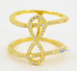 Infinity "8" Ring Double Fashion Ring Pave Signity CZ 24K Gold over Sterling Silver