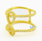 Infinity "8" Ring Double Fashion Ring Pave Signity CZ 24K Gold over Sterling Silver