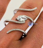 Spiral Fashion Ring PAMELA Signity CZ Pave/Prong Set Rhodium over Sterling Silver