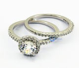 1ct Engagement Wedding Set 2 RINGS Signity CZ Rhodium over Sterling Silver - Zhannel
 - 3