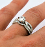 .75ct Engagement Wedding Set 2 RINGS Signity CZ Rhodium over Sterling Silver