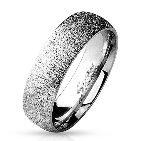 6mm Sand Sparkle Finish Dome Surface 316L Stainless Steel Wedding Band 5-12 - Zhannel