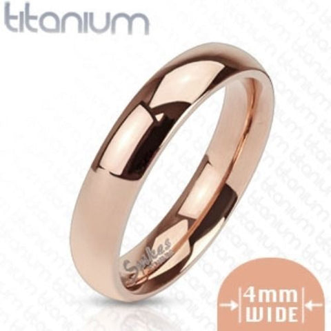 4mm Classic Rose Gold IP Solid Titanium Band Ring Women's Wedding Band - Zhannel