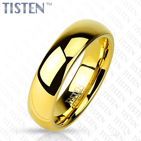 6mm Classic Wedding Band Glossy Mirror Polished Gold IP Tisten (Tungsten+Titanium) Ring - Zhannel
