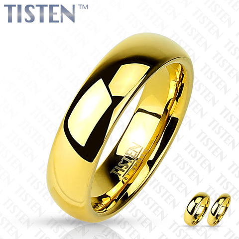 4mm Classic Wedding Band Glossy Mirror Polished Gold IP Tisten Women's Ring - Zhannel