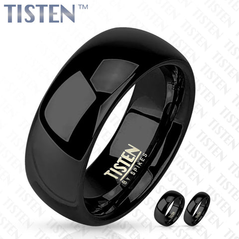 8mm Classic Wedding Band Glossy Finish Black IP Tisten (Tungsten+Titanium) Ring - Zhannel