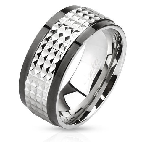 Spiked Center Two Toned Spinner Men's 9mm Band Ring Stainless Steel - Zhannel
