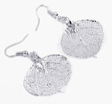 Real Leaf Hook Drop Earrings ASPEN Dipped in Silver - Zhannel
 - 2
