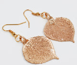 Real Leaf Hook Drop Earrings ASPEN Dipped in Rose Gold - Zhannel
 - 2