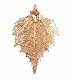 Real Leaf PENDANT with Chain BIRCH Dipped in Rose Gold Genuine Leaf Necklace - Zhannel
 - 2