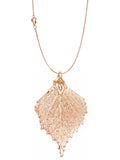Real Leaf PENDANT with Chain BIRCH Dipped in Rose Gold Genuine Leaf Necklace - Zhannel
 - 1