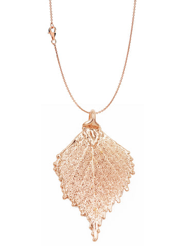 Real Leaf PENDANT with Chain BIRCH Dipped in Rose Gold Genuine Leaf Necklace - Zhannel
 - 1