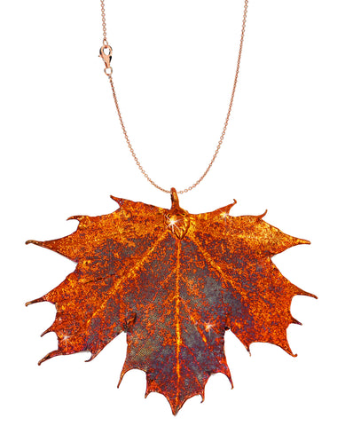Real Leaf PENDANT with Chain Sugar Maple in Copper Necklace - Zhannel
 - 1
