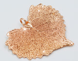 Real Leaf PENDANT COTTONWOOD Rose Gold Dipped Genuine Leaf