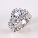 1.5ct Engagement Wedding Set 2 RINGS Signity CZ Prong Set Sterling Silver