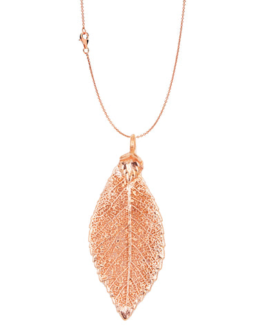 Real Leaf PENDANT with Chain ELM Dipped in Rose Gold Genuine Leaf Necklace