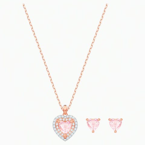 Swarovski ONE SET Heart Jewelry Hearts Studs & Pendant, Rose Gold - 5470897